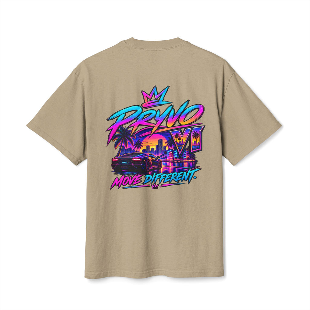 Retro Miami Streetwear Tee — "PRYVO Move Different" Graphic T-Shirt