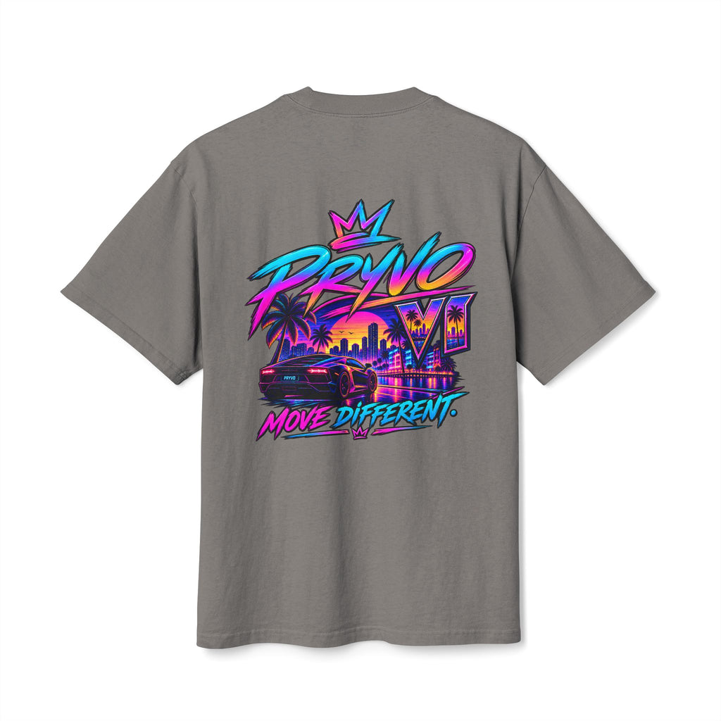 Retro Miami Streetwear Tee — "PRYVO Move Different" Graphic T-Shirt