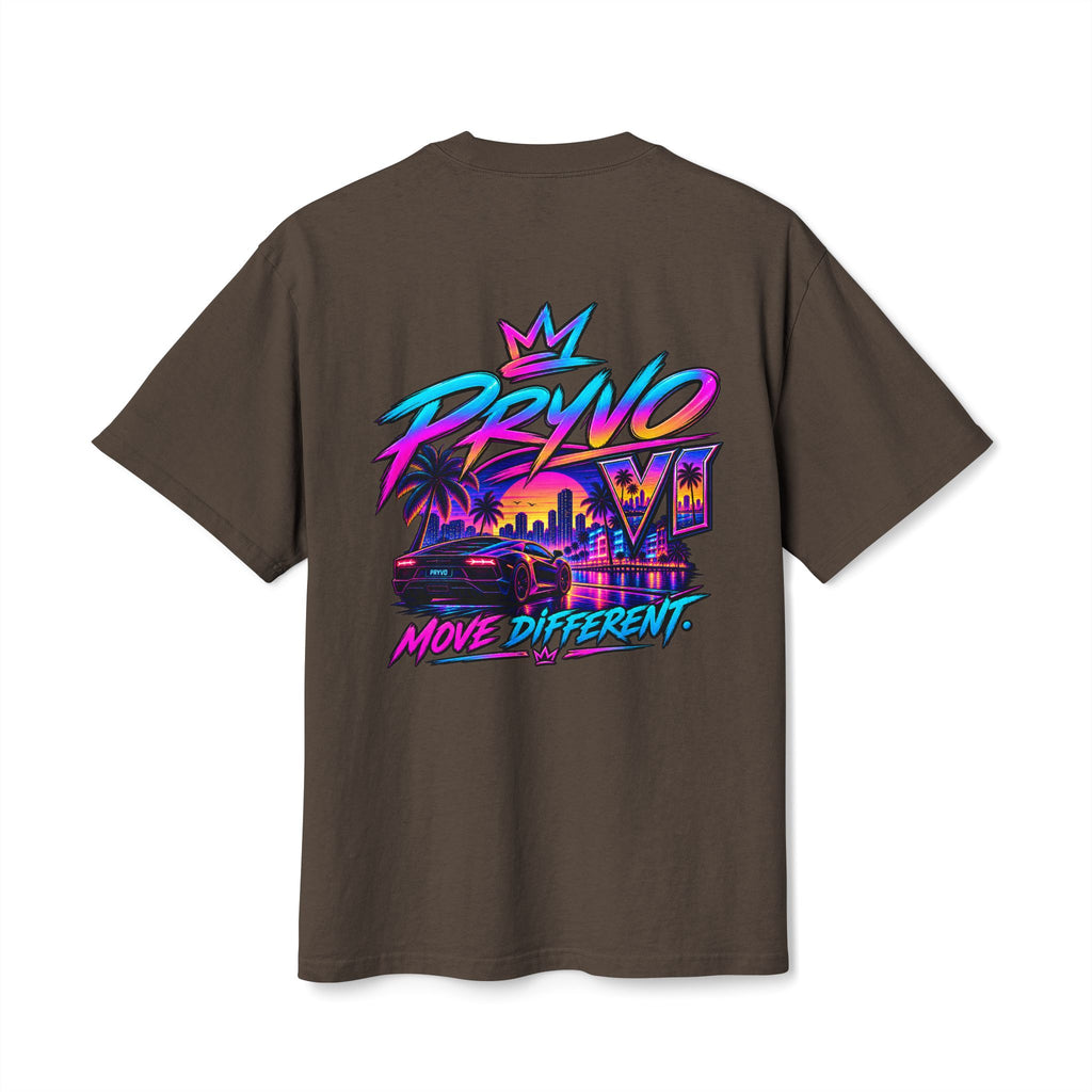 Retro Miami Streetwear Tee — "PRYVO Move Different" Graphic T-Shirt