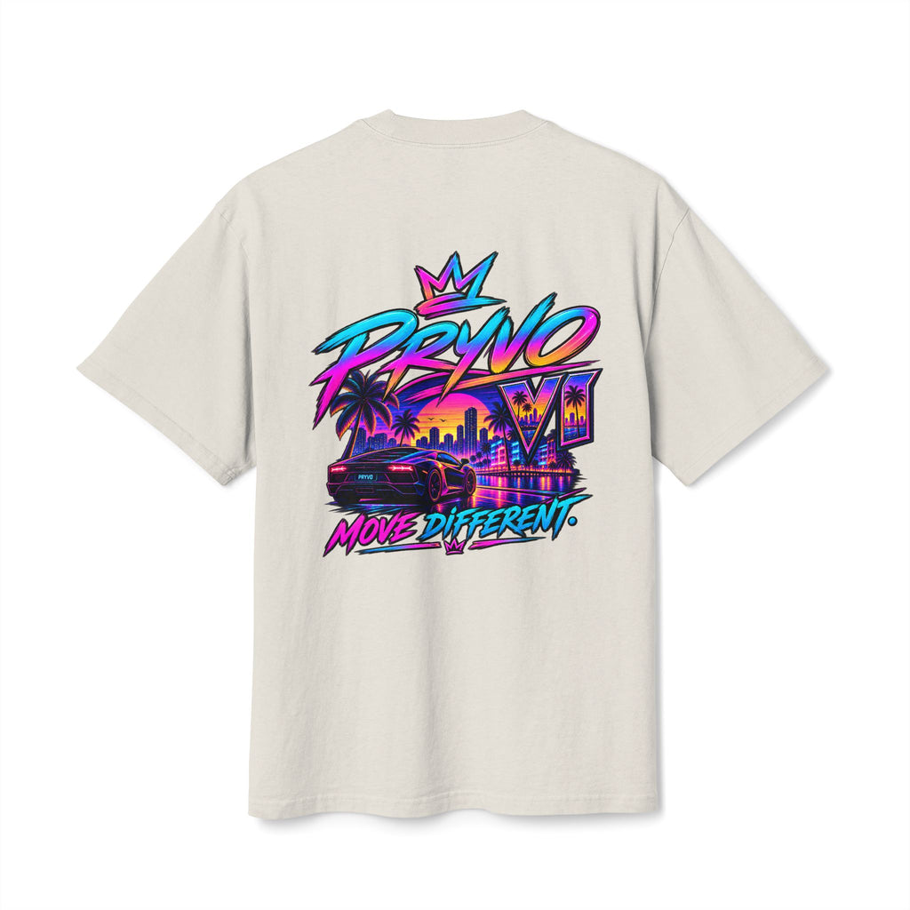 Retro Miami Streetwear Tee — "PRYVO Move Different" Graphic T-Shirt