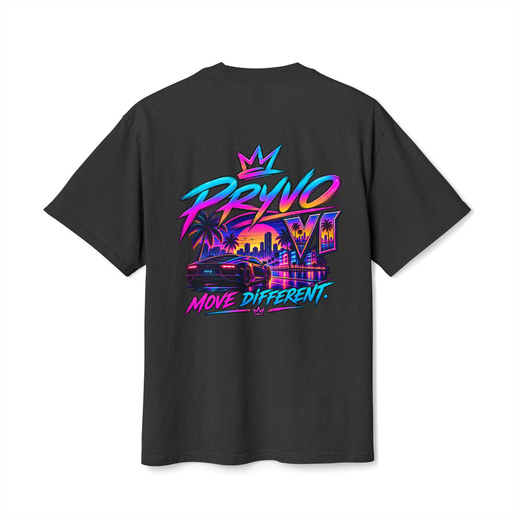 Retro Miami Streetwear Tee — "PRYVO Move Different" Graphic T-Shirt